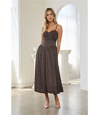 Skies Are Blue Polka Dot Sweetheart Neck Sleeveless Fit and Flare Maxi Dress