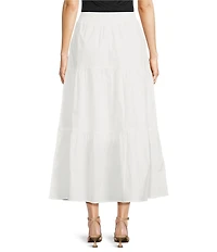 Skies Are Blue Poplin High Waist Tier Midi Skirt