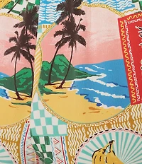 Skies Are Blue Postcard Printed High Waist Wide Leg Elastic Back Pant