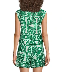 Skies Are Blue Printed Crew Neck Sleeveless Coordinating Top