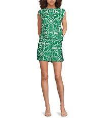 Skies Are Blue Printed Crew Neck Sleeveless Coordinating Top