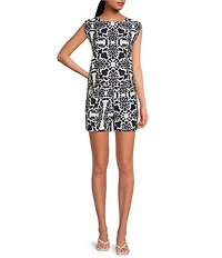 Skies Are Blue Printed Flat Front Coordinating Shorts