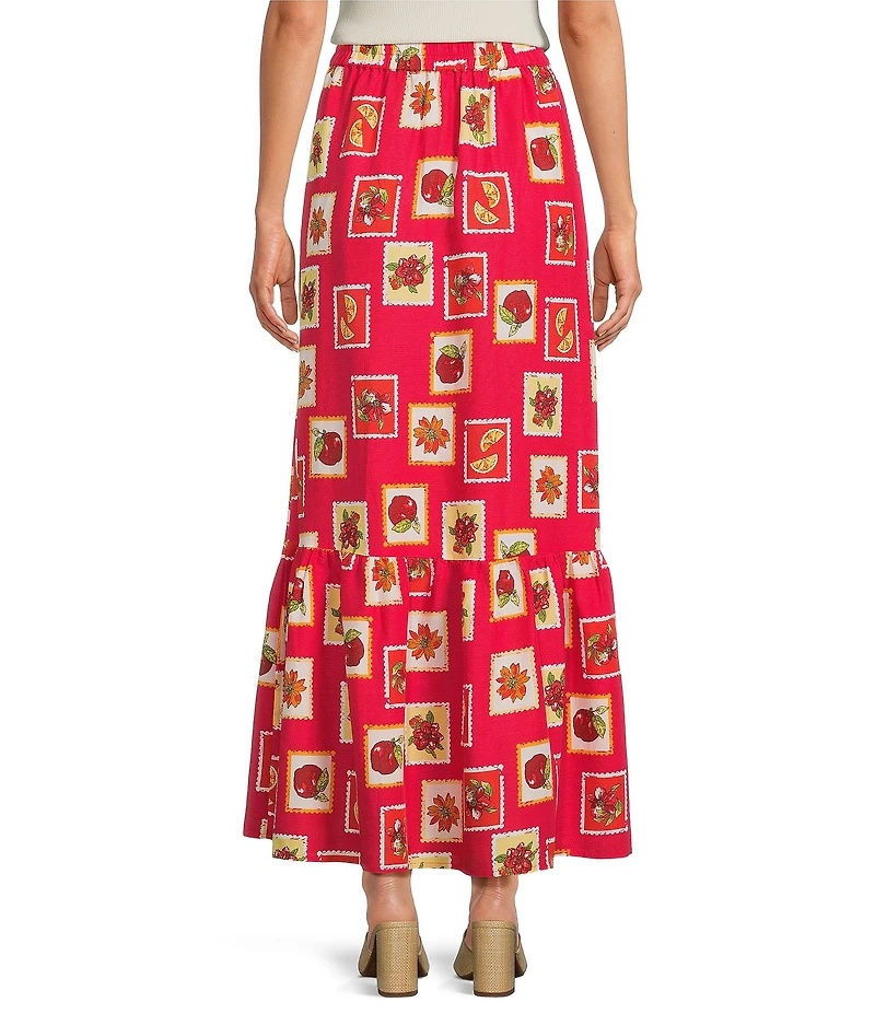 Skies Are Blue Printed Linen Blend Tiered Coordinating Maxi Skirt