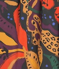 Skies Are Blue Printed Split Neck Short Sleeve Top