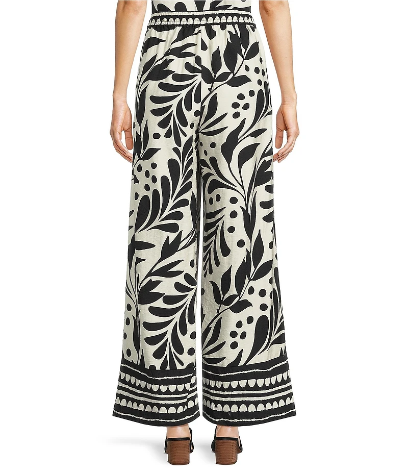 Skies Are Blue Printed Wide Leg Pull On Coordinating Pants