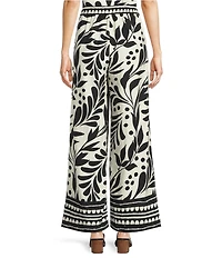 Skies Are Blue Printed Wide Leg Pull On Coordinating Pants