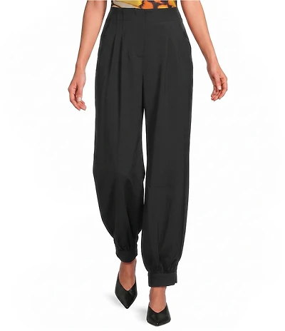 Skies Are Blue Recycled High Waisted Front Pleat Cuffed Hem Pants