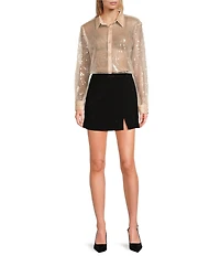 Skies Are Blue Rhinestone High Waist Mini Skirt