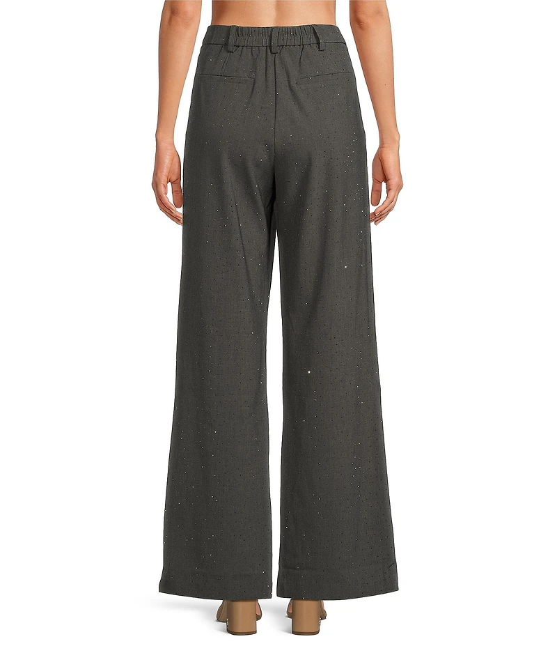 Skies Are Blue Rhinestone High Waist Wide Leg Pants