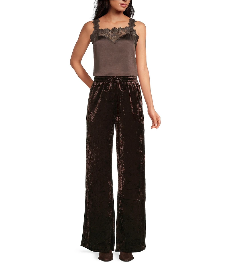 Skies Are Blue Satin V-Neck Sleeveless Delicate Lace Trimmed Cami