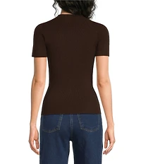 Skies Are Blue Soft Knit Mock Neck Short Sleeve Sweater Top