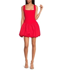 Skies Are Blue Square Neck Sleeveless Bubble Hem Drop Waist Mini Dress