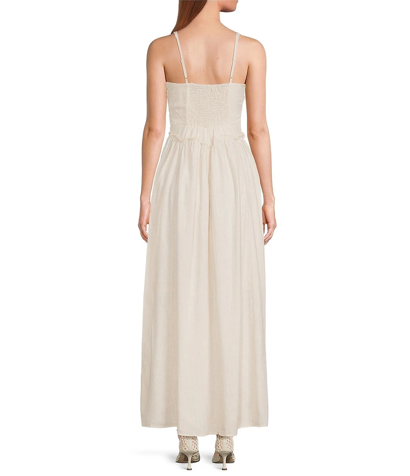 Skies Are Blue Square Neck Sleeveless Corset Style Drop Waist Maxi Dress