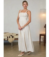 Skies Are Blue Square Neck Sleeveless Corset Style Drop Waist Maxi Dress