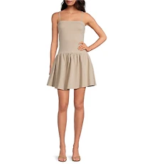 Skies Are Blue Square Neck Sleeveless Tiered Drop Waist Mini Dress