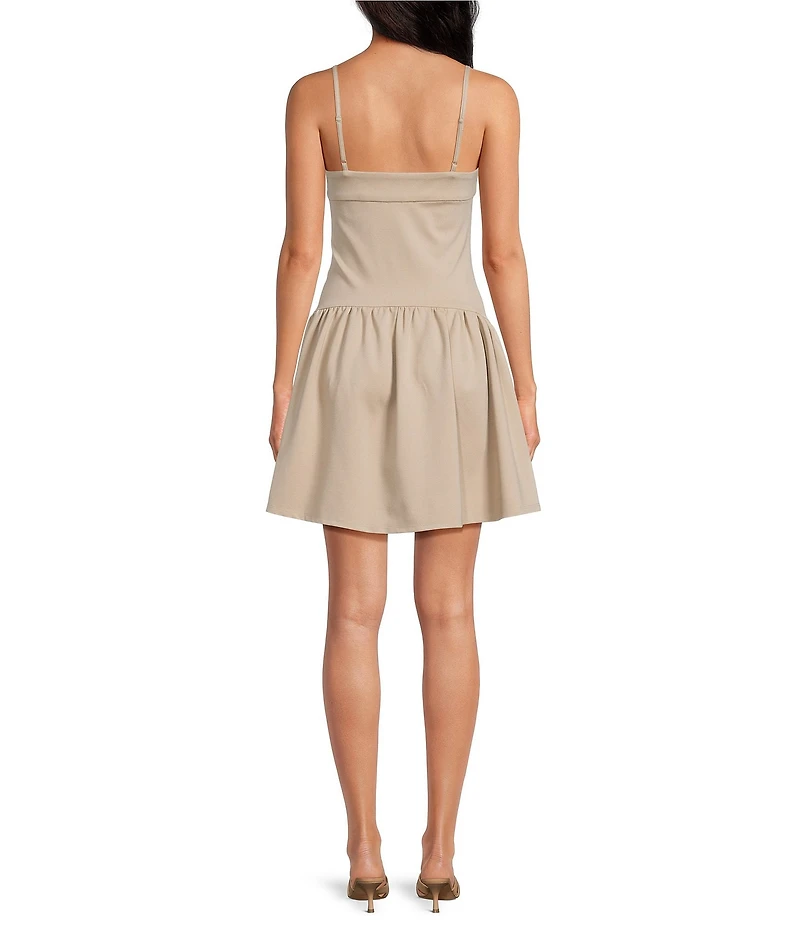Skies Are Blue Square Neck Sleeveless Tiered Drop Waist Mini Dress