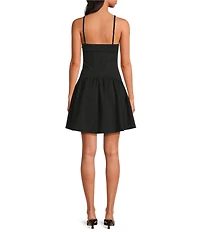 Skies Are Blue Square Neck Sleeveless Tiered Drop Waist Mini Dress