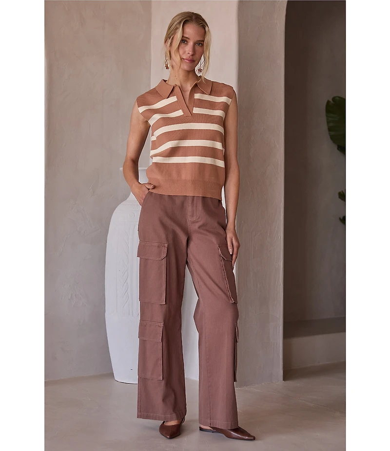Skies Are Blue Straight Cargo Wide Leg Pants