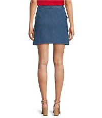 Skies Are Blue Stretch Denim Belted Cargo Mini Skirt