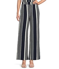 Skies Are Blue Coordinating Stripe Print High Waisted Wide Leg Pants