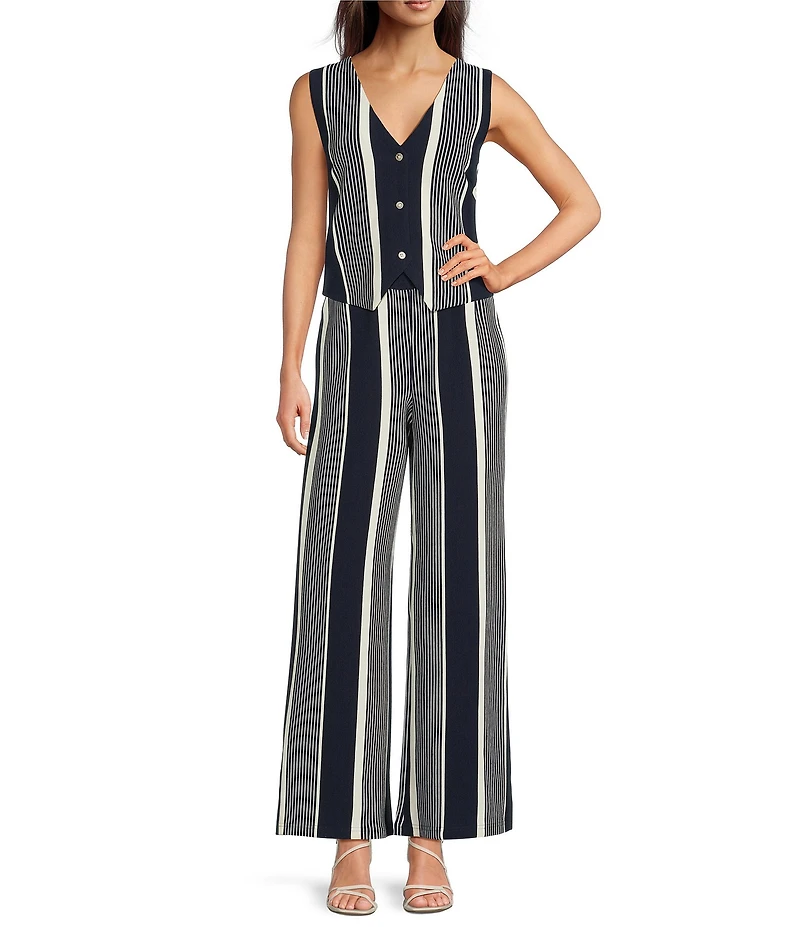 Skies Are Blue Coordinating Stripe Print High Waisted Wide Leg Pants