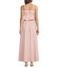 Skies Are Blue Stripe Print Square Neck Sleeveless A-Line Maxi Dress
