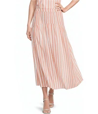 Skies Are Blue Stripe Print Tiered Maxi Coordinating Skirt