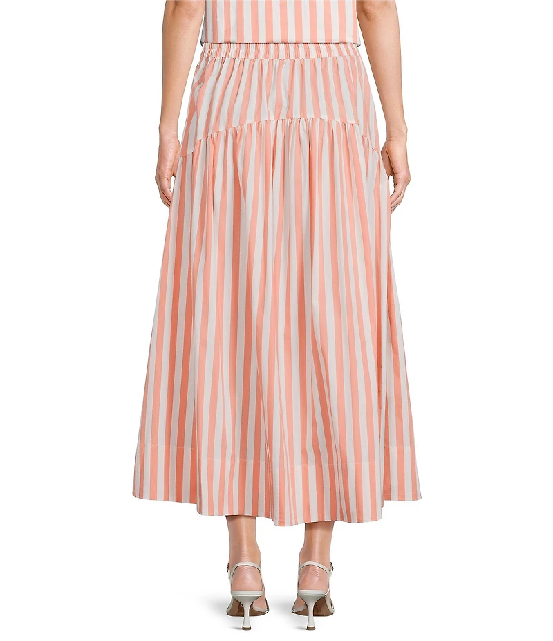 Skies Are Blue Stripe Print Tiered Maxi Coordinating Skirt