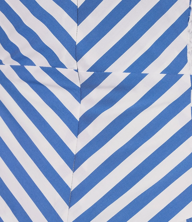 Skies Are Blue Stripe Print V-Neck Sleeveless Peplum Hem Top