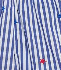 Skies Are Blue Stripe Star Embroidered Pull On Shorts