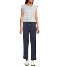 Skies Are Blue Striped Crew Neck Sleeveless Brushed Modal Muscle Tee