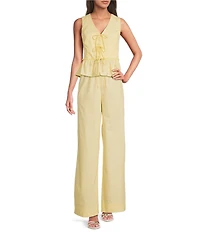 Skies Are Blue Striped High Rise Double Waist Coordinating Wide Leg Pants