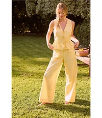 Skies Are Blue Striped High Rise Double Waist Coordinating Wide Leg Pants