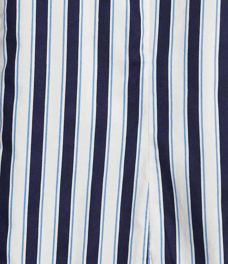 Skies Are Blue Striped Print Round Neck Sleeveless Embroidered Scalloped Hem Coordinating Top