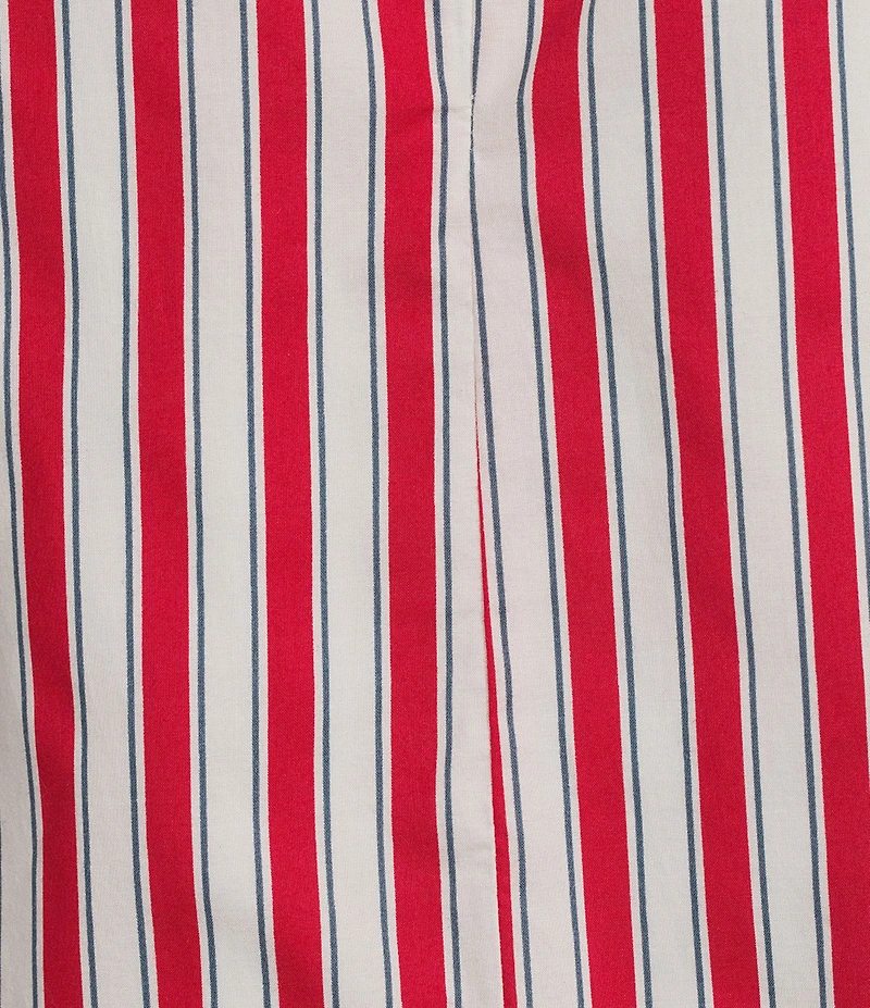 Skies Are Blue Striped Print Round Neck Sleeveless Embroidered Scalloped Hem Coordinating Top