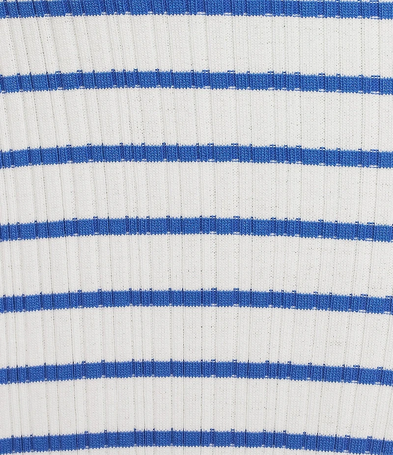 Skies Are Blue Striped Rib Knit Square Neck Sleeves Sheath Maxi Dress