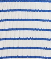 Skies Are Blue Striped Rib Knit Square Neck Sleeves Sheath Maxi Dress