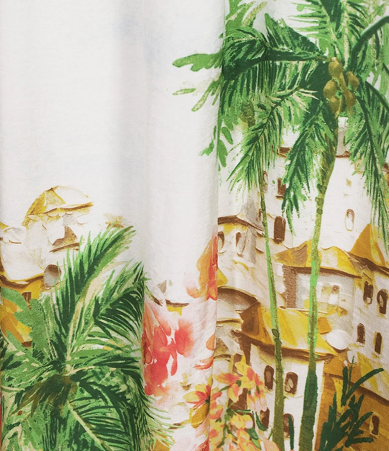 Skies Are Blue Tropical Border Printed Square Neck Sleeveless Maxi Dress