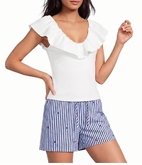 Skies Are Blue V-Neck Ruffle Sleeve Top