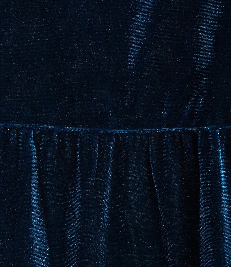 Skies Are Blue Velvet Tiered Halter Neck Sleeveless Front Bow Mini Dress