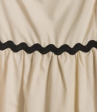 Skies Are Blue Woven Poplin Square Neck Ric Rac Trim Sleeveless Tiered Maxi Dress
