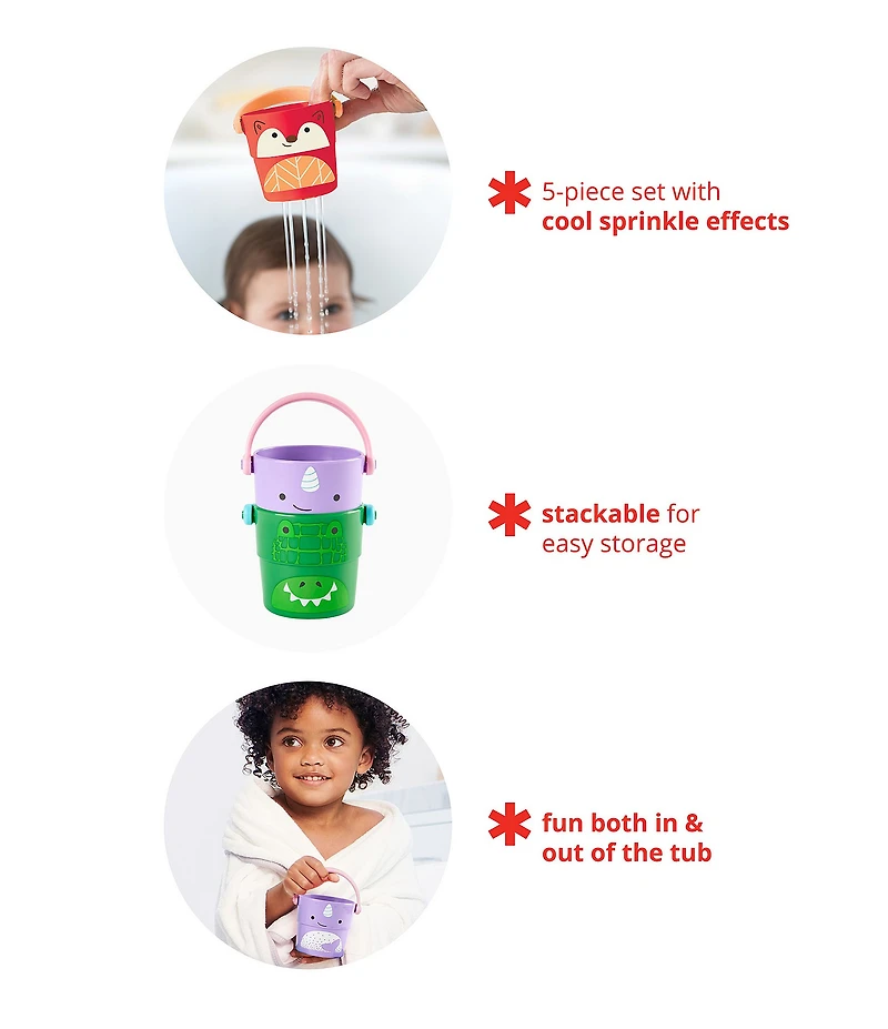 Skip Hop Zoo Stack & Pour Buckets Baby Bath Toy