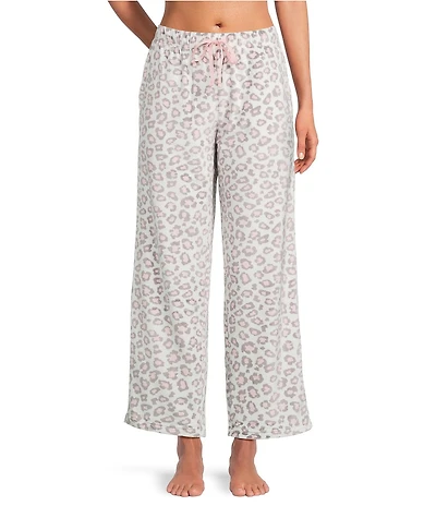 Sleep Sense Animal Print Velour Drawstring Tie Coordinating Sleep Pants