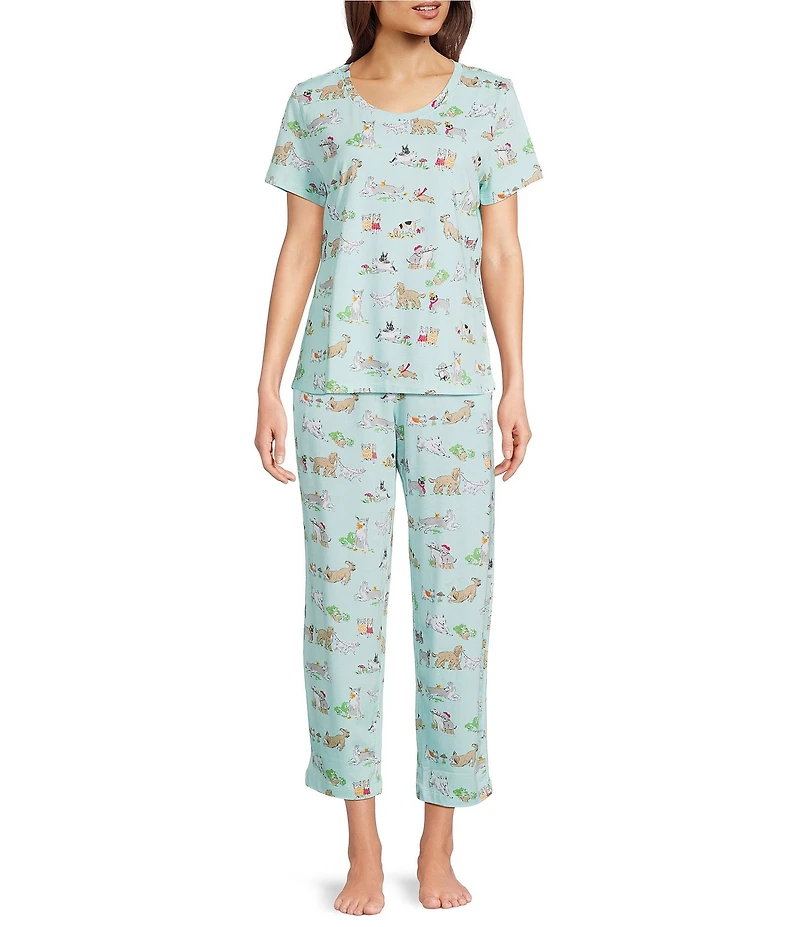Sleep Sense Autumn Dogs Print Coordinating Knit Sleep Pants