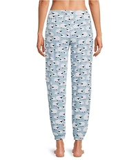 Sleep Sense Blue Sheep Knit Drawstring Tie Coordinating Sleep Joggers