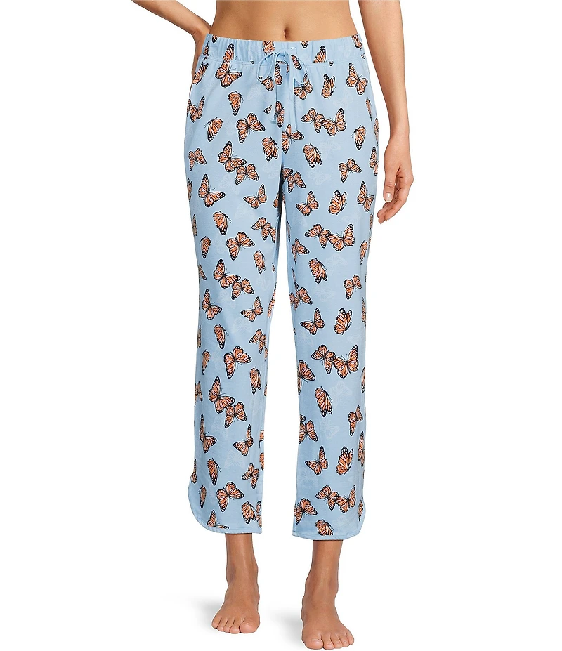 Sleep Sense Butterfly Print Coordinating Knit Sleep Capri Pants