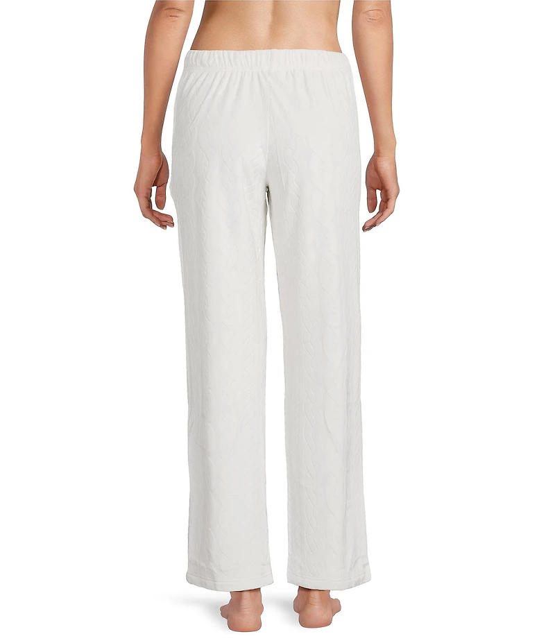 Sleep Sense Cable Knit Print Velour Drawstring Tie Coordinating Sleep Pants