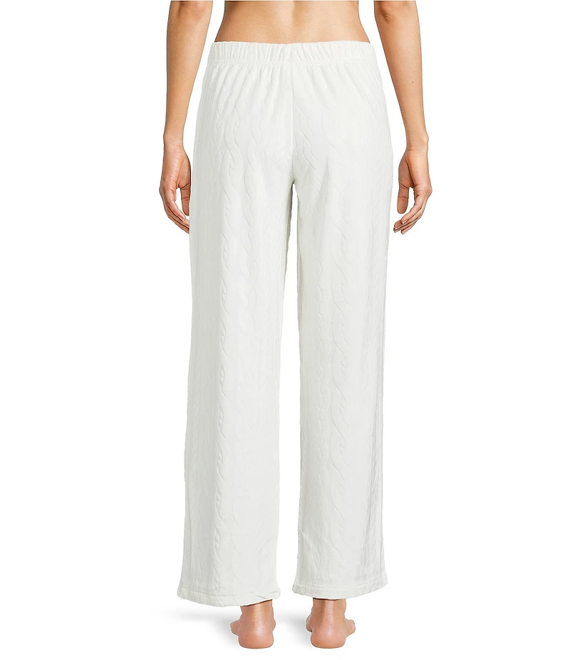Sleep Sense Cable Knit Print Velour Drawstring Tie Coordinating Sleep Pants