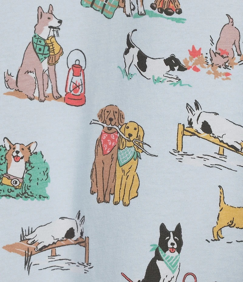 Sleep Sense Camping Dogs Print Short Sleeve Crew Neck Knit Nightshirt