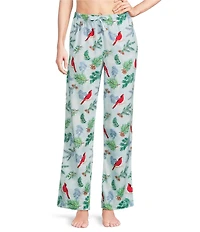 Sleep Sense Cardinal Print Flannel Drawstring Tie Coordinating Holiday Sleep Pant